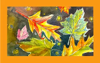 Watercolor painting of autumn leaves